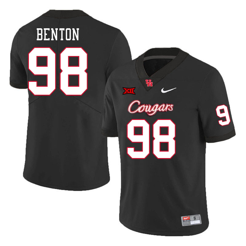 Men #98 Justin Benton Houston Cougars Big 12 XII College Football Jerseys Stitched-Black - Click Image to Close